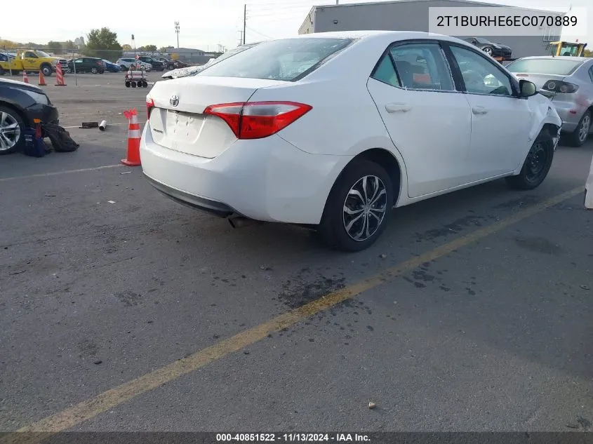 2014 Toyota Corolla Le VIN: 2T1BURHE6EC070889 Lot: 40851522