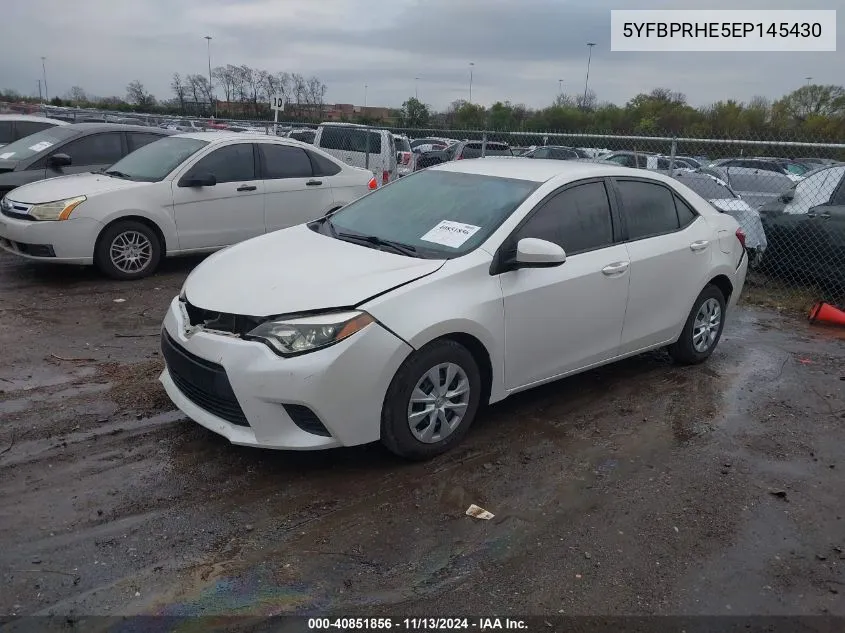 2014 Toyota Corolla Le Eco VIN: 5YFBPRHE5EP145430 Lot: 40851856