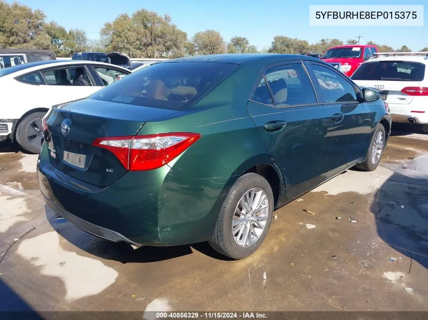 2014 Toyota Corolla Le Plus VIN: 5YFBURHE8EP015375 Lot: 40856329