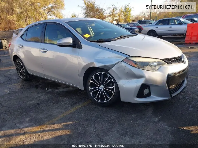 2014 Toyota Corolla S Plus VIN: 5YFBURHE7EP161671 Lot: 40867175