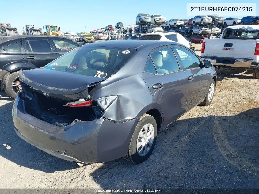 2014 Toyota Corolla L VIN: 2T1BURHE6EC074215 Lot: 40883995