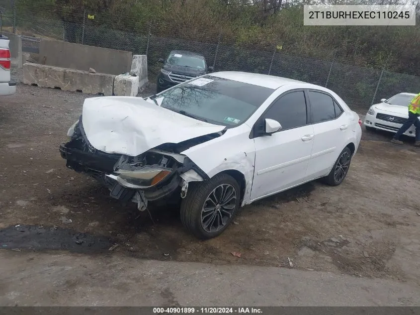 2014 Toyota Corolla S Plus VIN: 2T1BURHEXEC110245 Lot: 40901899