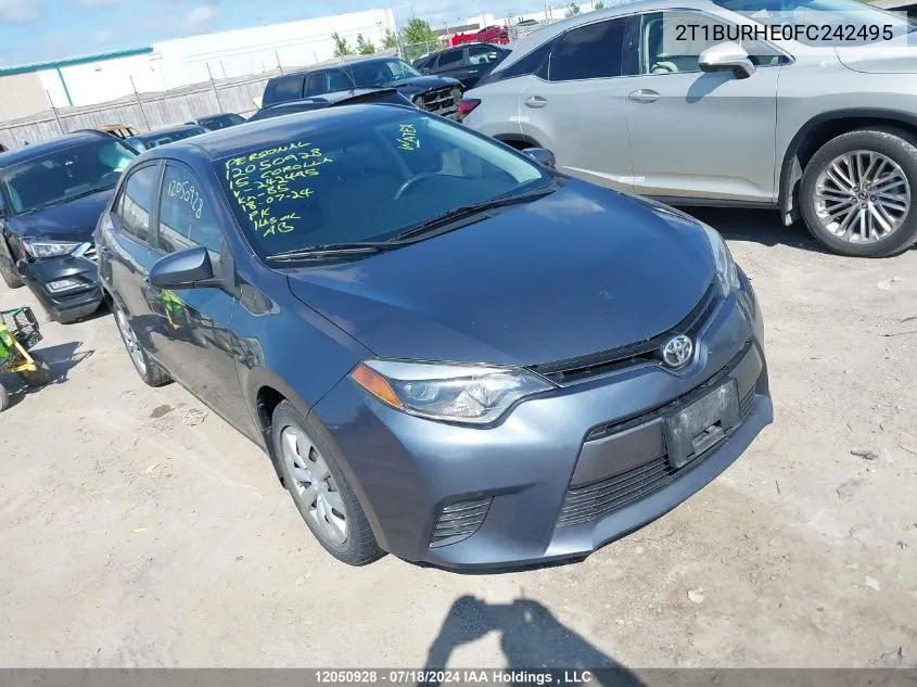 2015 Toyota Corolla L/Le/Le Pls/Prm/S/S Pls VIN: 2T1BURHE0FC242495 Lot: 12050928