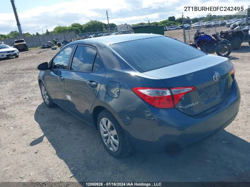 2015 Toyota Corolla L/Le/Le Pls/Prm/S/S Pls VIN: 2T1BURHE0FC242495 Lot: 12050928