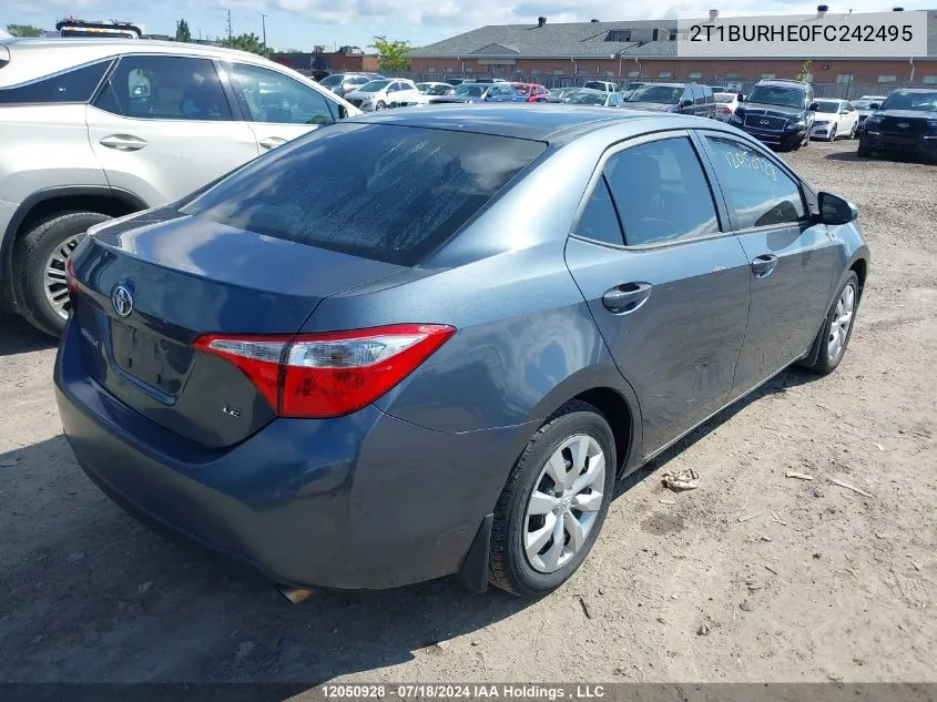 2015 Toyota Corolla L/Le/Le Pls/Prm/S/S Pls VIN: 2T1BURHE0FC242495 Lot: 12050928