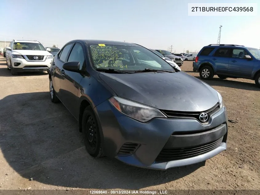 2015 Toyota Corolla L/Le/Le Pls/Prm/S/S Pls VIN: 2T1BURHE0FC439568 Lot: 12069840