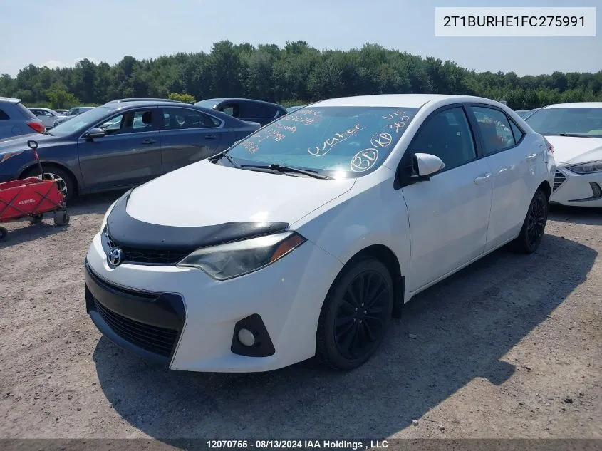 2015 Toyota Corolla S VIN: 2T1BURHE1FC275991 Lot: 12070755