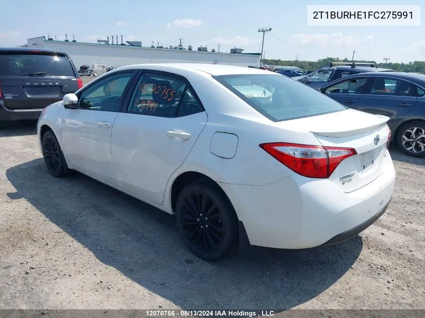 2015 Toyota Corolla S VIN: 2T1BURHE1FC275991 Lot: 12070755