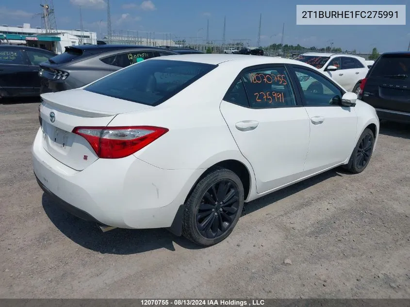 2015 Toyota Corolla S VIN: 2T1BURHE1FC275991 Lot: 12070755