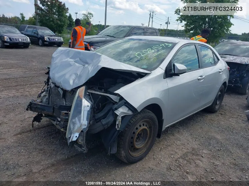 2015 Toyota Corolla L/Le/Le Pls/Prm/S/S Pls VIN: 2T1BURHE7FC324403 Lot: 12081593