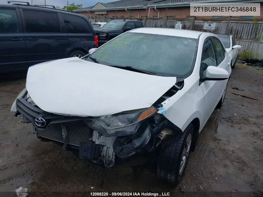 2015 Toyota Corolla VIN: 2T1BURHE1FC346848 Lot: 12088220