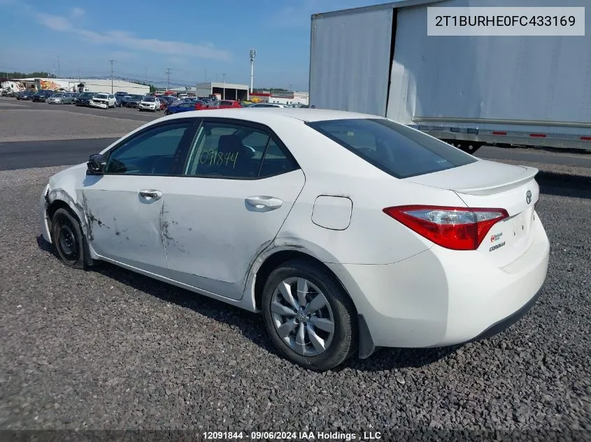 2015 Toyota Corolla S VIN: 2T1BURHE0FC433169 Lot: 12091844