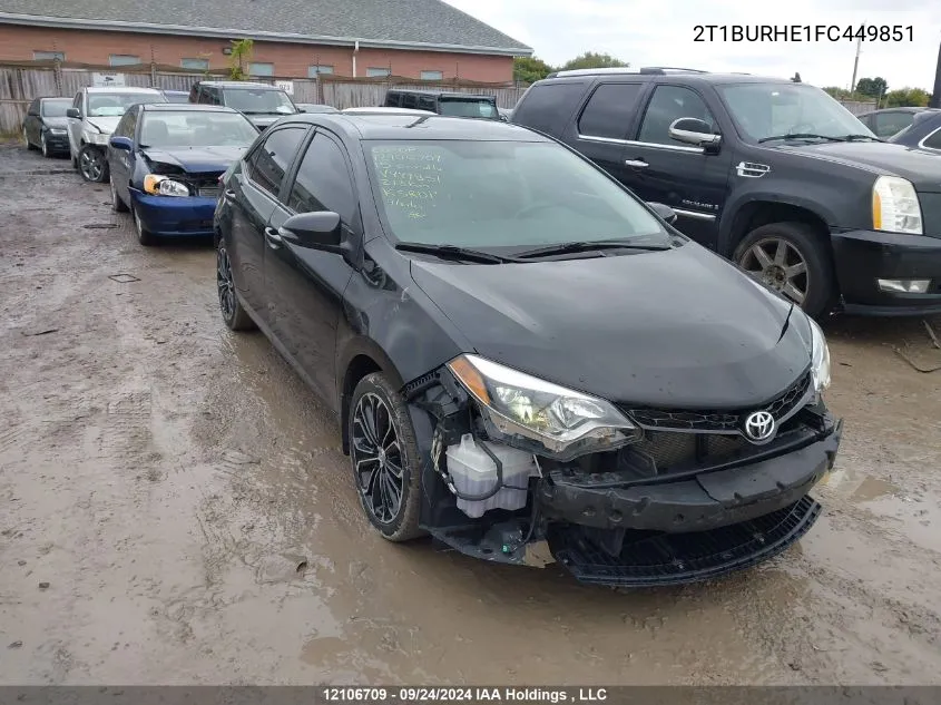 2015 Toyota Corolla S VIN: 2T1BURHE1FC449851 Lot: 12106709