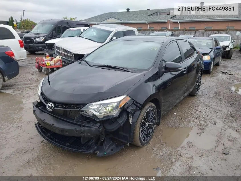 2015 Toyota Corolla S VIN: 2T1BURHE1FC449851 Lot: 12106709