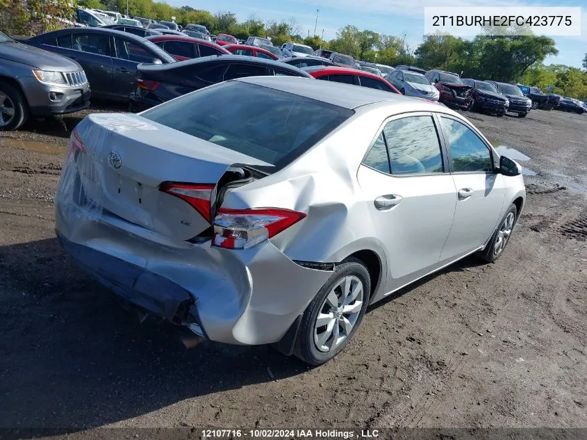 2015 Toyota Corolla Le VIN: 2T1BURHE2FC423775 Lot: 12107716