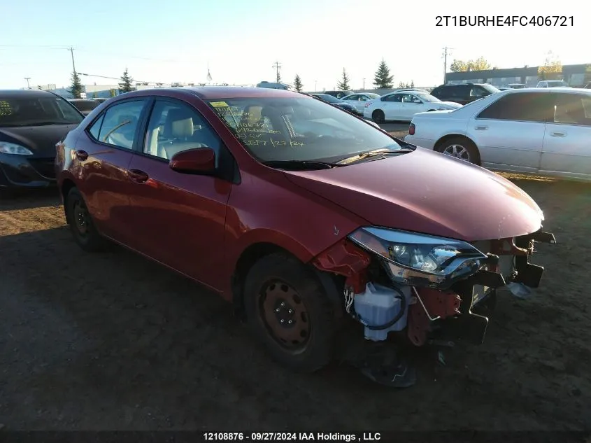 2015 Toyota Corolla L/Le/Le Pls/Prm/S/S Pls VIN: 2T1BURHE4FC406721 Lot: 12108876