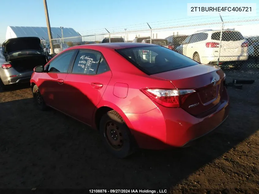 2T1BURHE4FC406721 2015 Toyota Corolla L/Le/Le Pls/Prm/S/S Pls