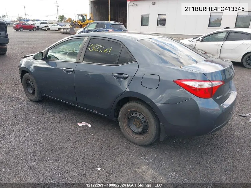 2015 Toyota Corolla L/Le/Le Pls/Prm/S/S Pls VIN: 2T1BURHE4FC413345 Lot: 12122261