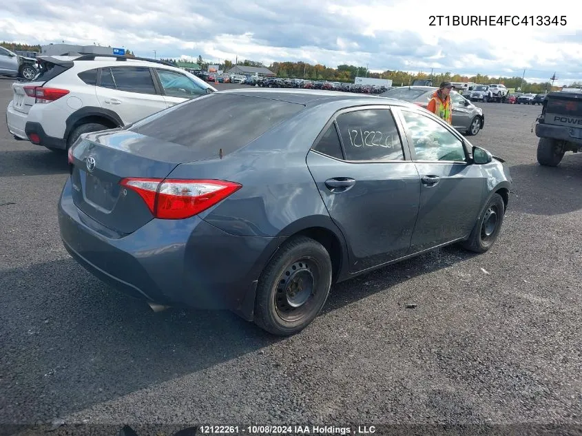 2015 Toyota Corolla L/Le/Le Pls/Prm/S/S Pls VIN: 2T1BURHE4FC413345 Lot: 12122261