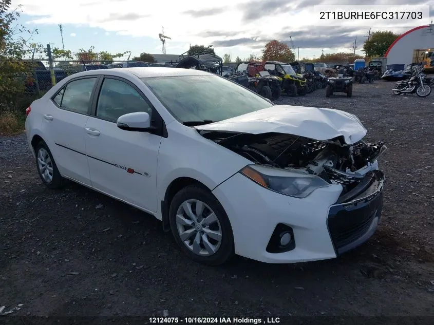 2015 Toyota Corolla L/Le/Le Pls/Prm/S/S Pls VIN: 2T1BURHE6FC317703 Lot: 12124075