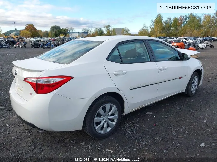 2015 Toyota Corolla L/Le/Le Pls/Prm/S/S Pls VIN: 2T1BURHE6FC317703 Lot: 12124075