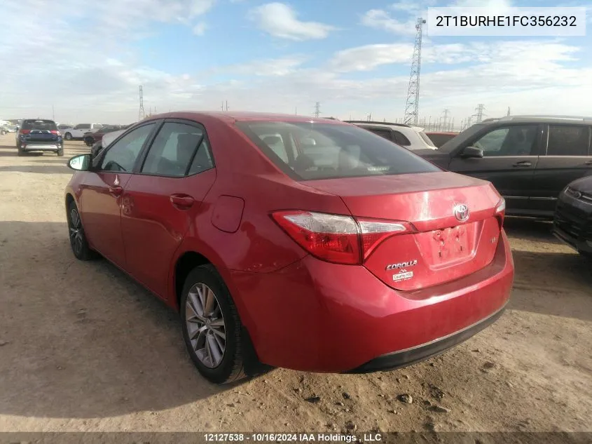 2015 Toyota Corolla Le VIN: 2T1BURHE1FC356232 Lot: 12127538