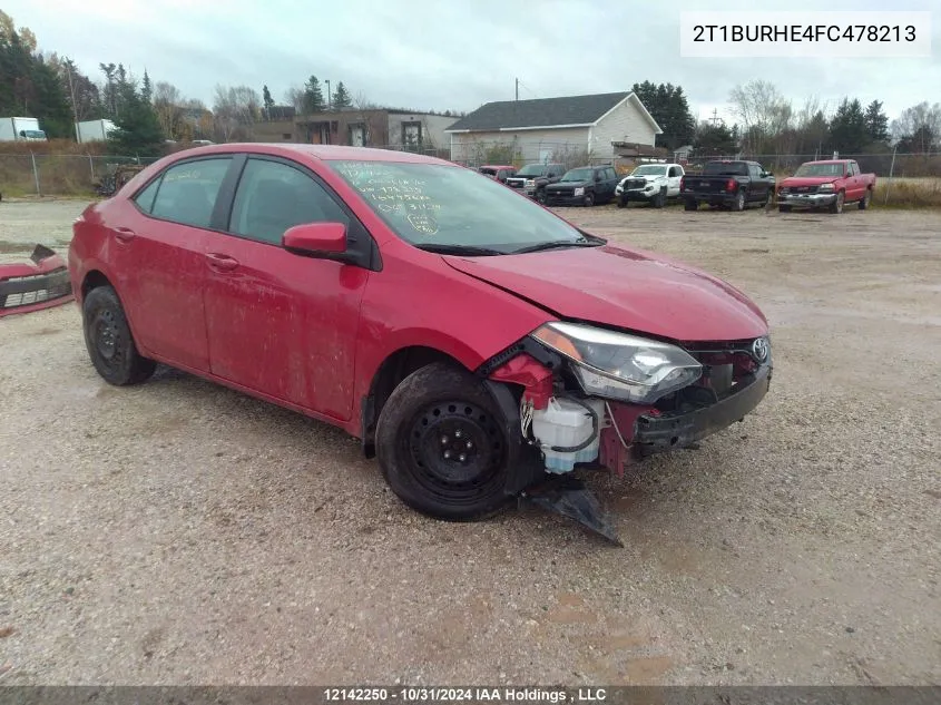 2015 Toyota Corolla L/Le/Le Pls/Prm/S/S Pls VIN: 2T1BURHE4FC478213 Lot: 12142250