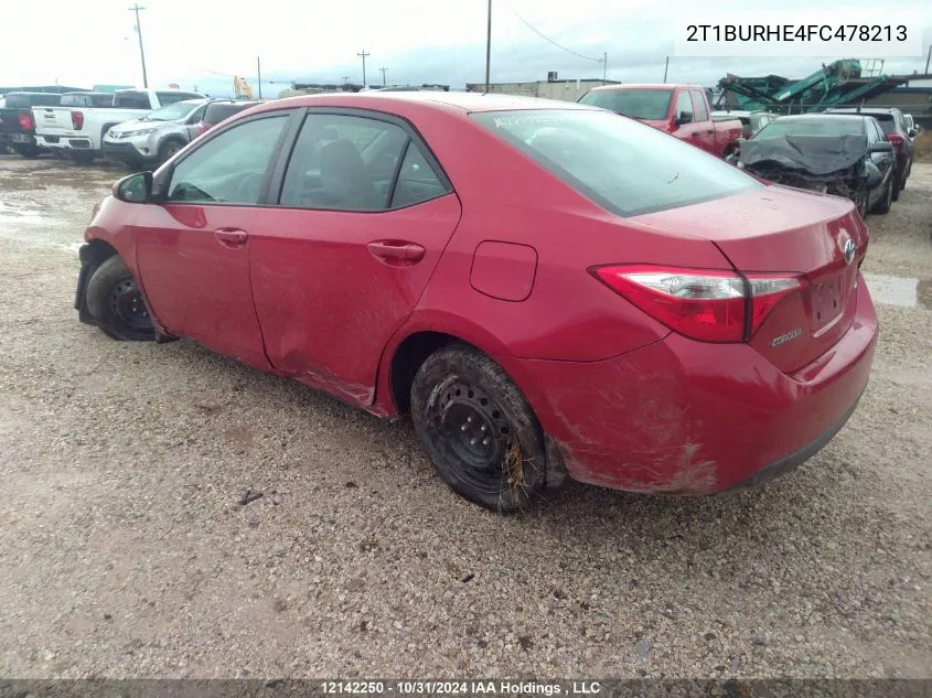 2015 Toyota Corolla L/Le/Le Pls/Prm/S/S Pls VIN: 2T1BURHE4FC478213 Lot: 12142250