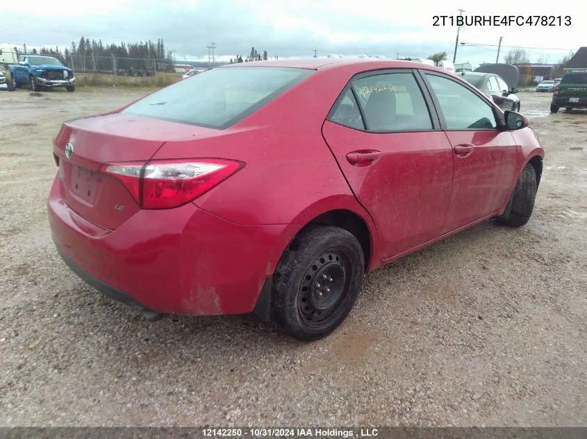 2015 Toyota Corolla L/Le/Le Pls/Prm/S/S Pls VIN: 2T1BURHE4FC478213 Lot: 12142250