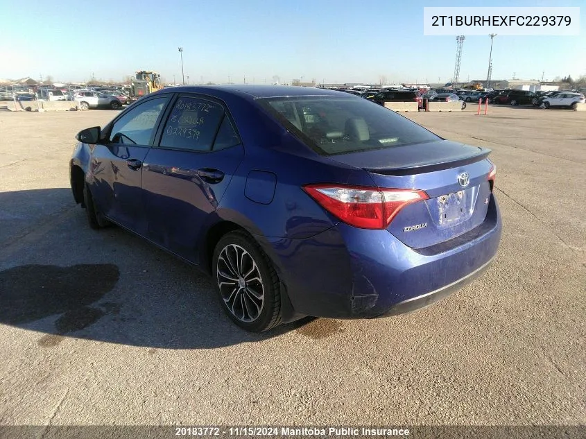 2015 Toyota Corolla S VIN: 2T1BURHEXFC229379 Lot: 20183772