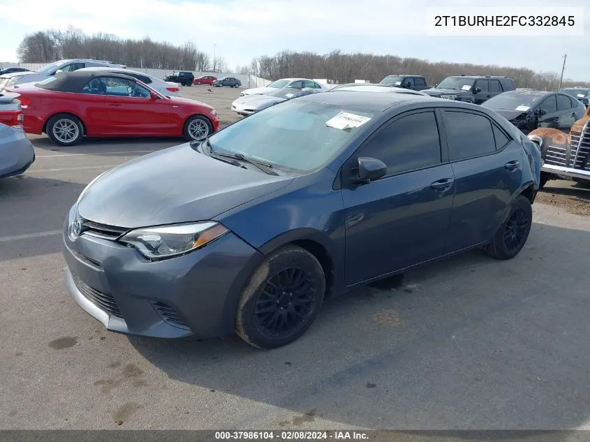 2015 Toyota Corolla Le VIN: 2T1BURHE2FC332845 Lot: 37986104