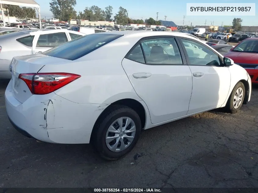 2015 Toyota Corolla L VIN: 5YFBURHE3FP219857 Lot: 38755254