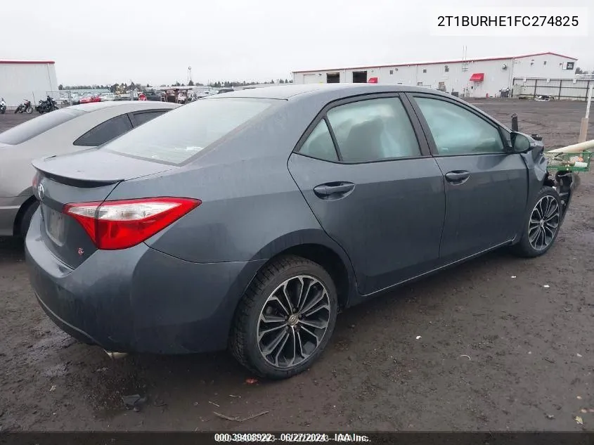 2015 Toyota Corolla S Plus VIN: 2T1BURHE1FC274825 Lot: 39408922