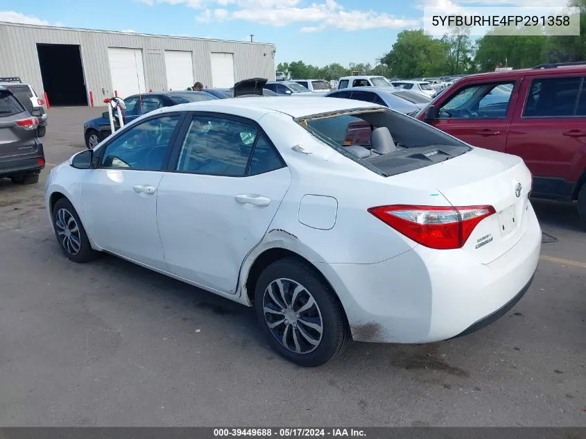 2015 Toyota Corolla Le VIN: 5YFBURHE4FP291358 Lot: 39449688