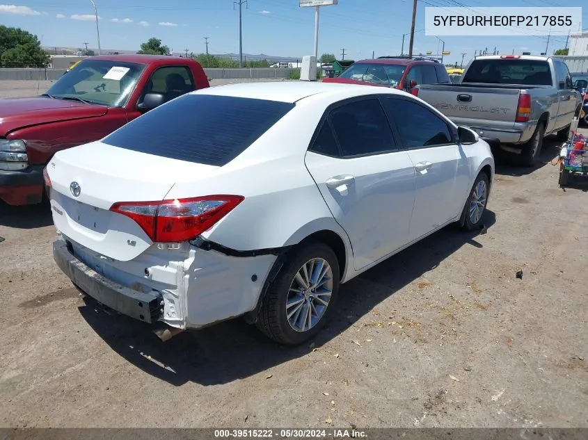 2015 Toyota Corolla Le Plus VIN: 5YFBURHE0FP217855 Lot: 39515222