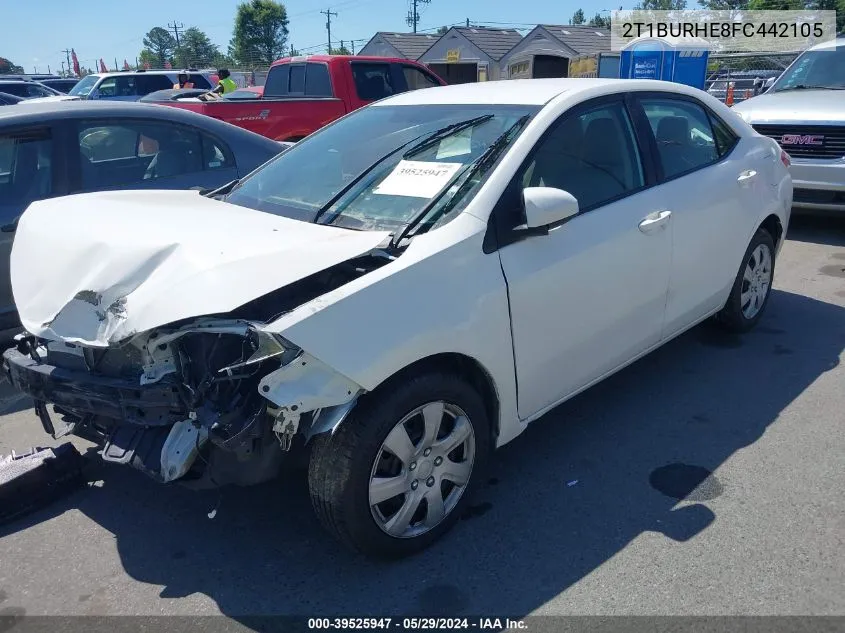 2015 Toyota Corolla Le VIN: 2T1BURHE8FC442105 Lot: 39525947