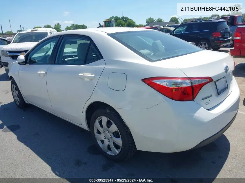 2015 Toyota Corolla Le VIN: 2T1BURHE8FC442105 Lot: 39525947