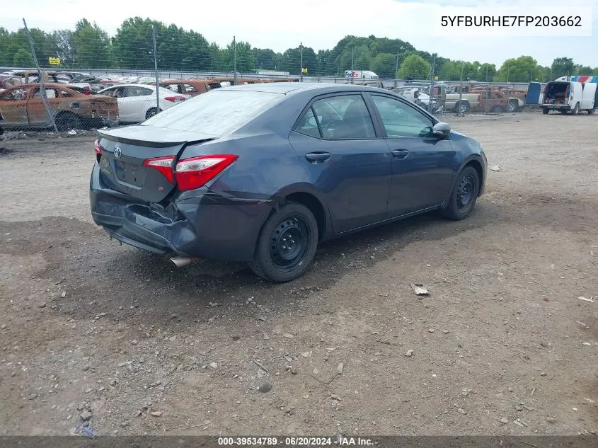 2015 Toyota Corolla S VIN: 5YFBURHE7FP203662 Lot: 39534789