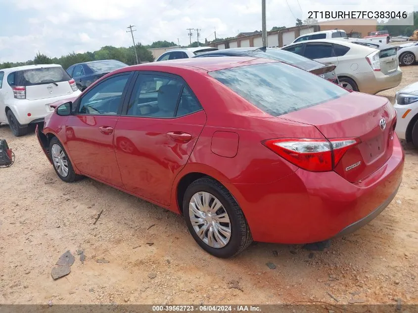 2015 Toyota Corolla Le VIN: 2T1BURHE7FC383046 Lot: 39562723