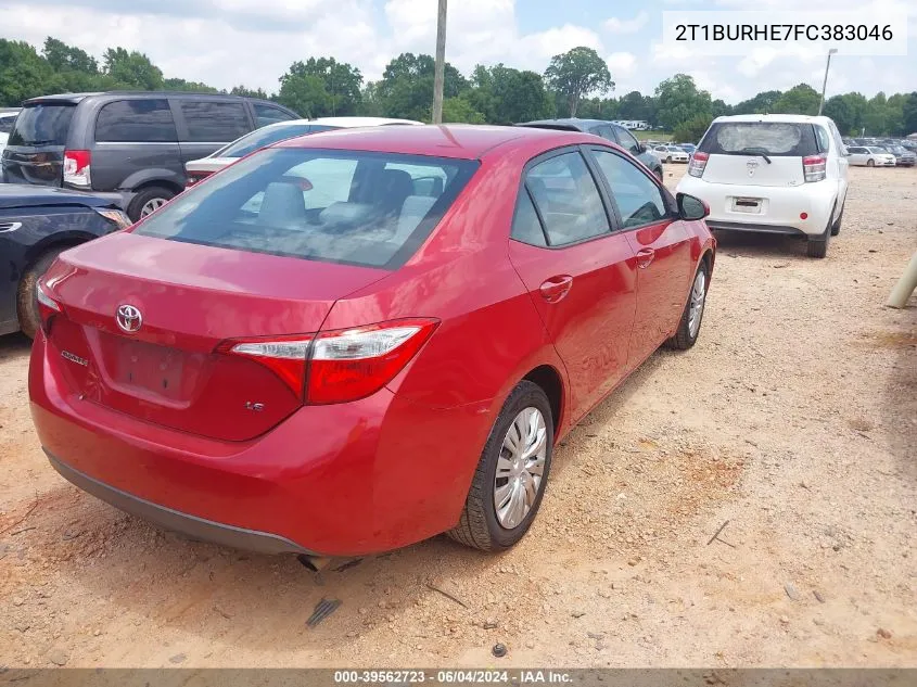 2015 Toyota Corolla Le VIN: 2T1BURHE7FC383046 Lot: 39562723