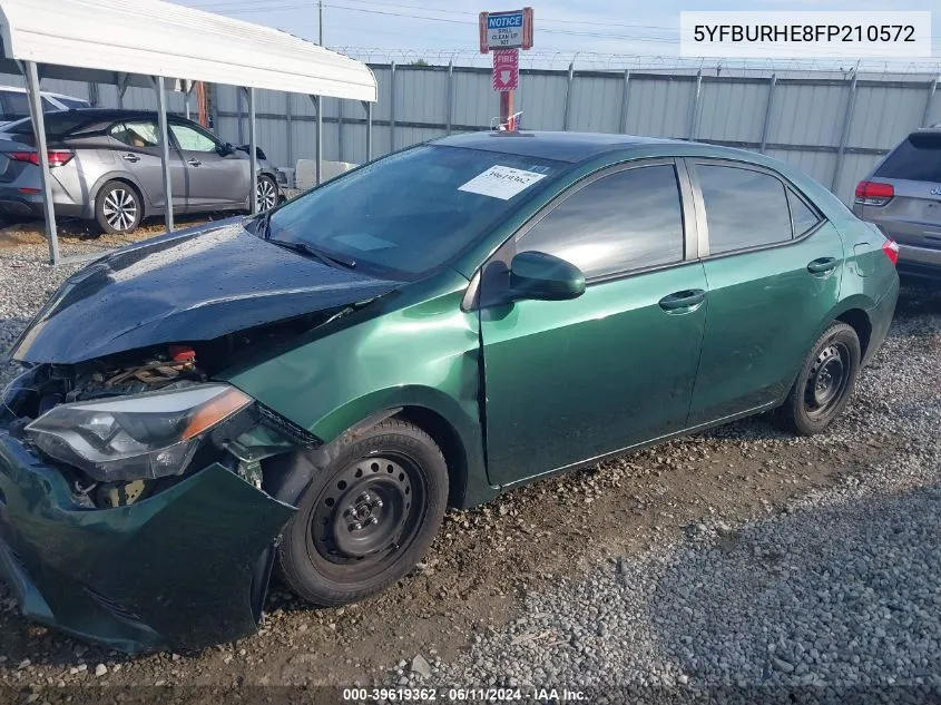 2015 Toyota Corolla Le VIN: 5YFBURHE8FP210572 Lot: 39619362