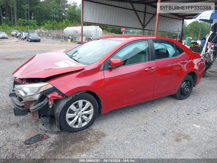 2015 Toyota Corolla Le VIN: 5YFBURHE1FP330388 Lot: 39660381