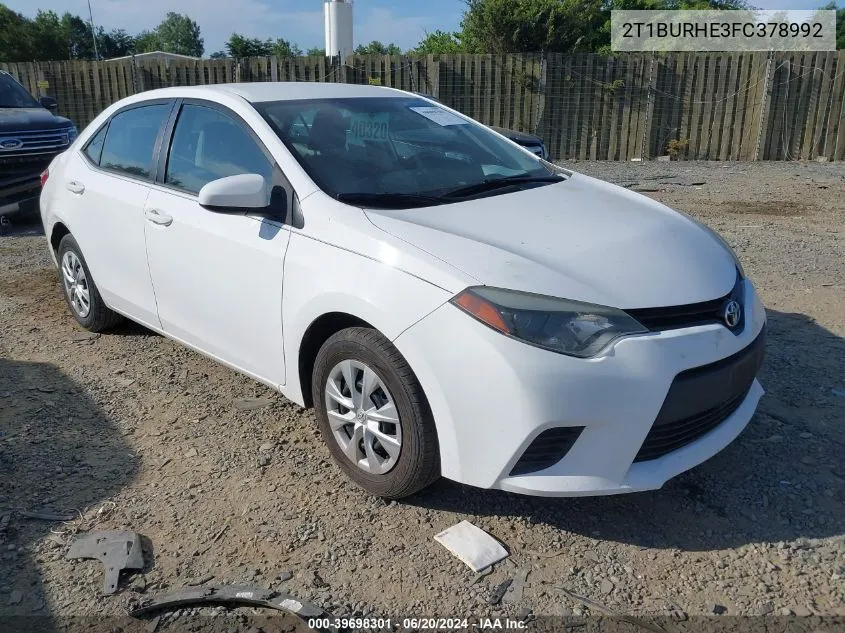 2T1BURHE3FC378992 2015 Toyota Corolla L