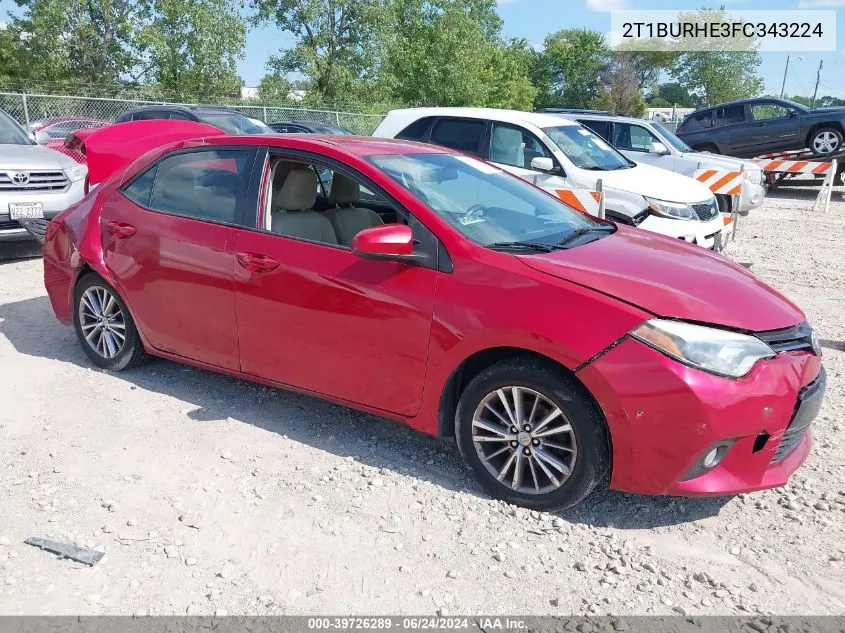 2015 Toyota Corolla Le Plus VIN: 2T1BURHE3FC343224 Lot: 39726289