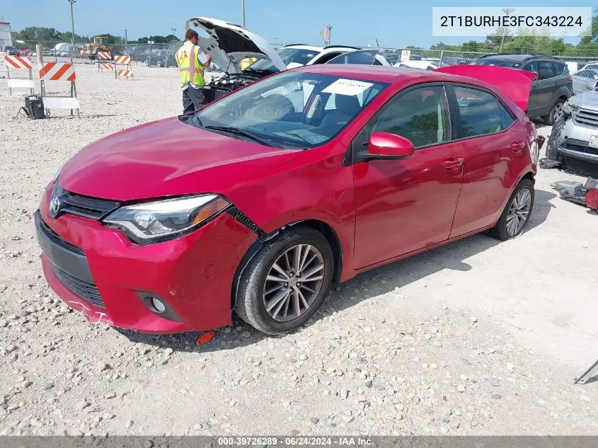 2015 Toyota Corolla Le Plus VIN: 2T1BURHE3FC343224 Lot: 39726289