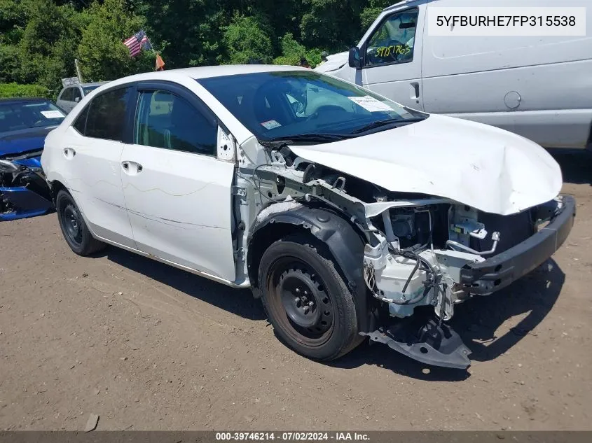 2015 Toyota Corolla S VIN: 5YFBURHE7FP315538 Lot: 40343700