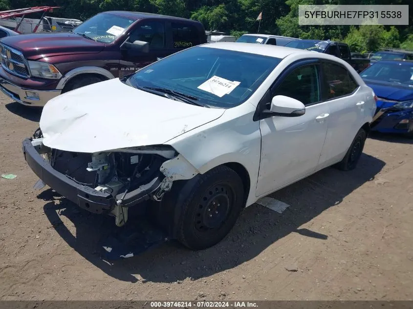 2015 Toyota Corolla S VIN: 5YFBURHE7FP315538 Lot: 40343700