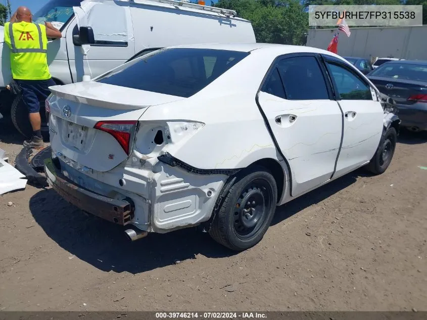 2015 Toyota Corolla S VIN: 5YFBURHE7FP315538 Lot: 40343700