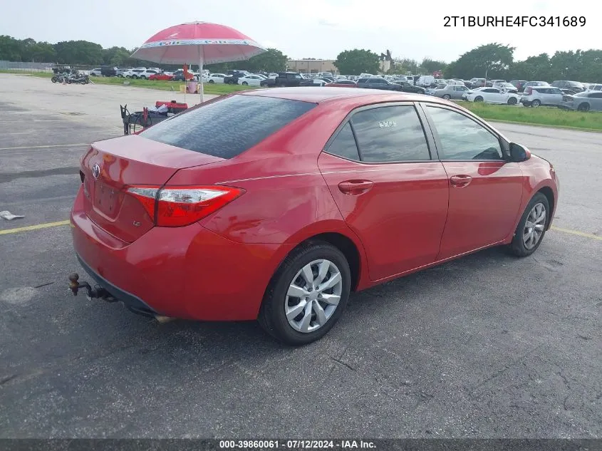 2015 Toyota Corolla Le VIN: 2T1BURHE4FC341689 Lot: 39860061