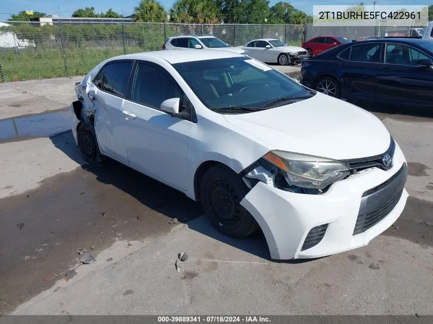 2015 Toyota Corolla L/Le/Le Pls/Prm/S/S Pls VIN: 2T1BURHE5FC422961 Lot: 39889341